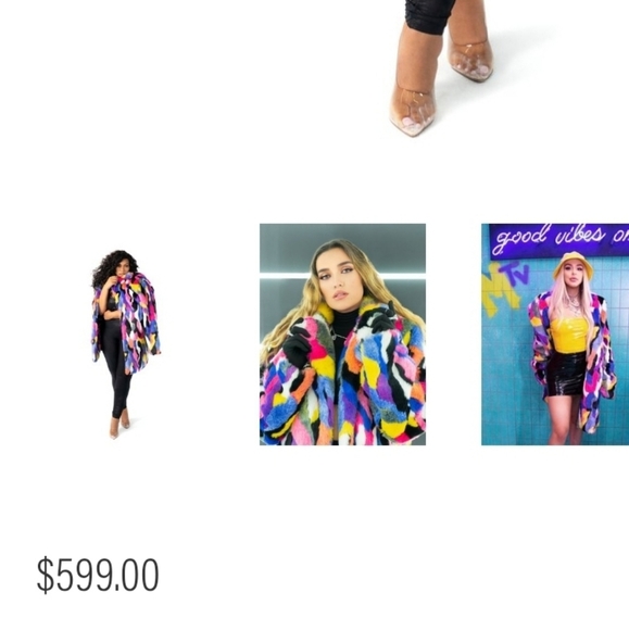 MATT SARAFA RAINBOW Faux Fur SILK Lined Coat NWOT, OG Length, Custom Made - Picture 15 of 16